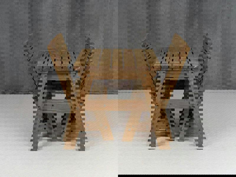 Victoria Space-Saving Picnic Table and Benches Set with Backrest – Rustic Finish Wooden Outdoor Dining Set for Gardens and Patios
