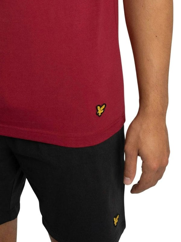 Lyle & Scott Charlie T-Shirt & Shorts Lounge Set, Burgundy/Black