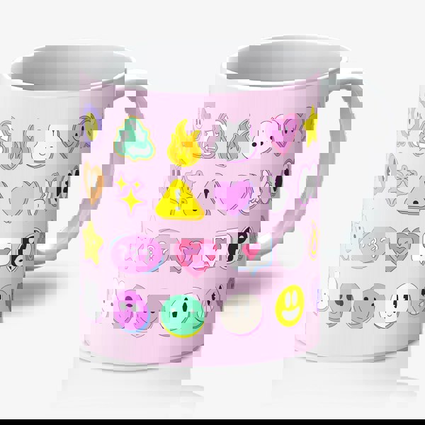 You're a Q-T. Cutie Emoji Kawaii Pink Mugs Designed by Love Frankie and printed in the UK.