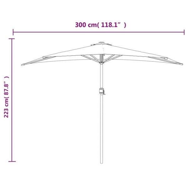 Berkfield Balcony Parasol with Aluminium Pole Bordeaux Red 300x155x223 cm Half