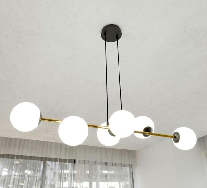 Emibig GRAVITY Pendant lamp 6 x E14  Black, gold with White Shade