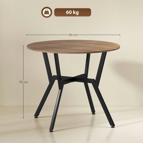 Wyld Haus Doveno Metal Brown Round Dining Table With Anti Slip Feet For Dining Areas