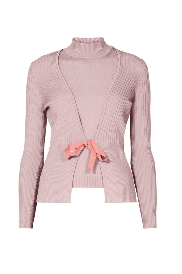 Erika & Erin wool two-piece set in powder pink
