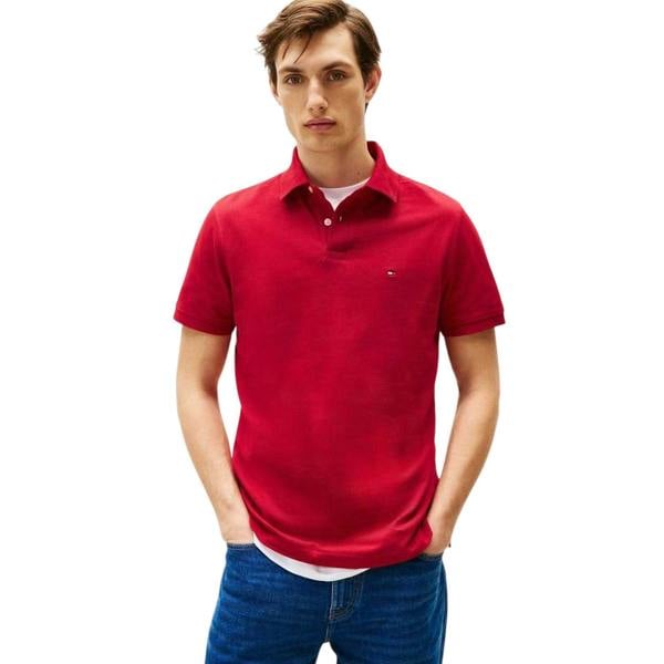 Tommy Hilfiger Mens 1985 Embroidered Logo Polo Shirt - Red - 