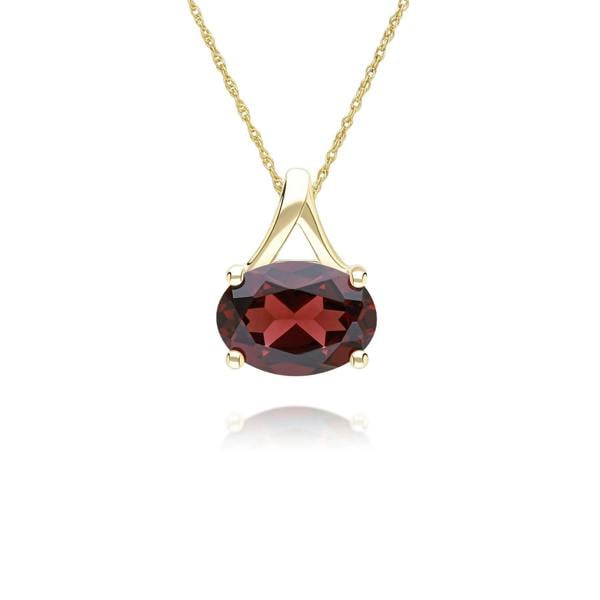 Gemondo Classic Oval Garnet Pendant Necklace in 9ct Yellow Gold 7x5mm