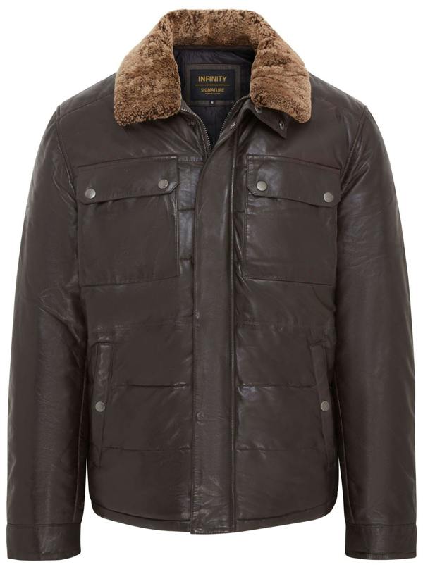 Infinity Leather Mens Leather Puffer Quilted Jacket - Farsund