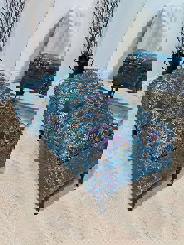 ISTOOLS Premium Loop Floral Green Pattern Footstool – Versatile Ottoman Bench & Coffee Table