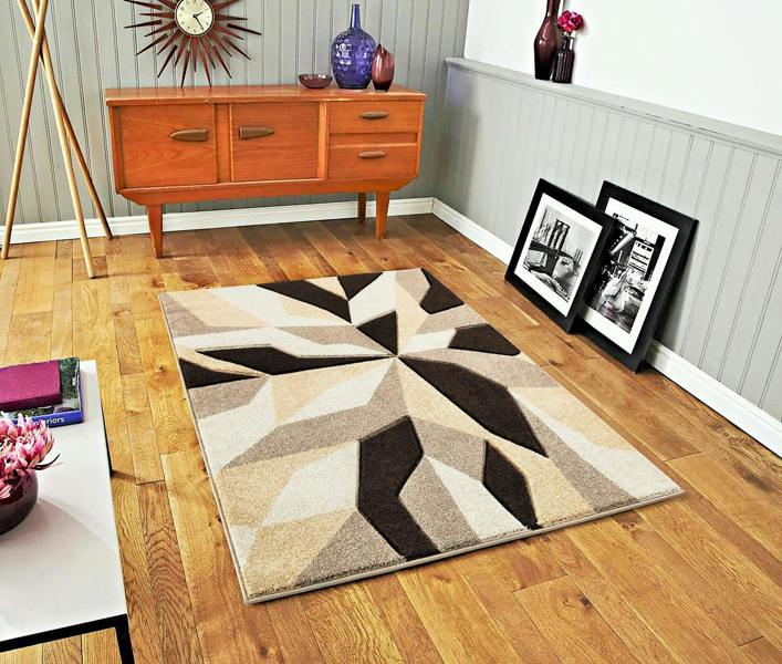 Smart Living Carved Rug Contemporary - Brown Beige