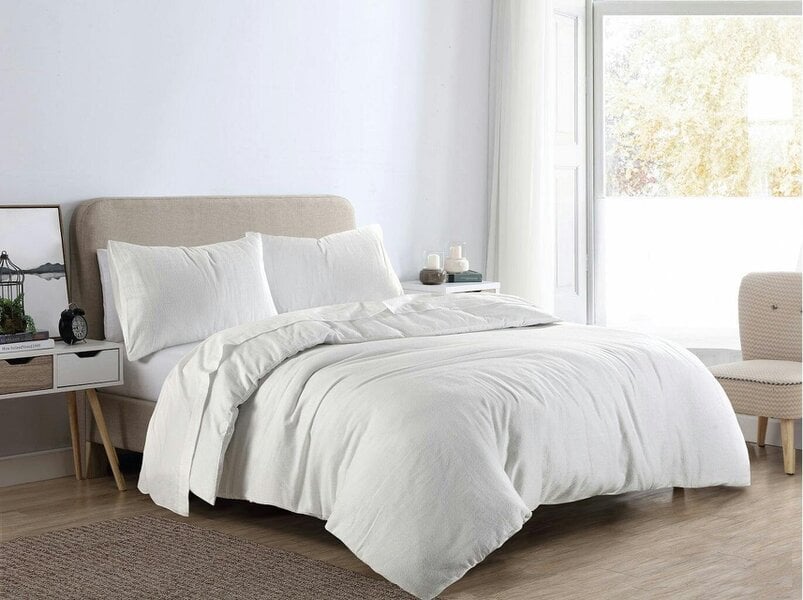 Night Zone Flannelette Duvet Cover Set – 100% Brushed Cotton Warm Bedding with Pillowcases - White