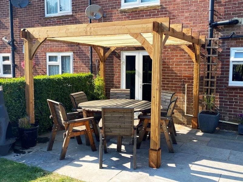 Dunster House Wooden Pergola Garden Plant Frame Furniture Kit Leviathan 3m x 3m