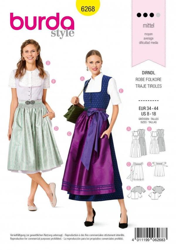 Burda Sewing Pattern 6268 Dresses For Women, 34 to 44 - Intermediate