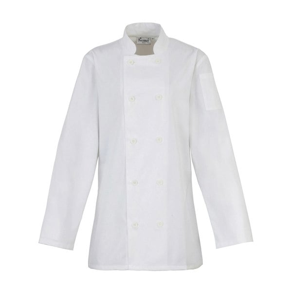 Premier Womens Long-Sleeved Chef Jacket - White