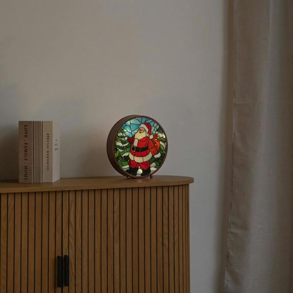 Samuel Alexander 25cm USB Powered Light Up Santa Stained Glass Christmas Decoration