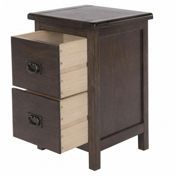 Core Products Set of 2 Boston Petite 2-Drawer Rustic Brown Lacquered Bedside Cabinets
