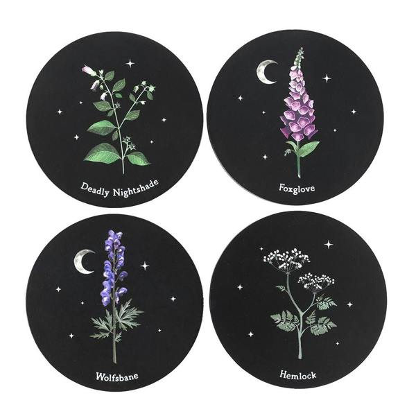 MidOcean Poisonous Plants Coaster Set - Black - 