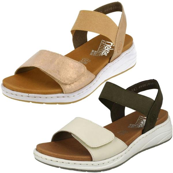 Rieker Ladies Rieker Wedge Heeled Strappy Sandals 64300