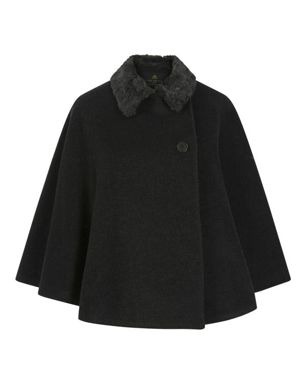 Myles Anthony Wool & Silk Cape With Faux Fur Collar