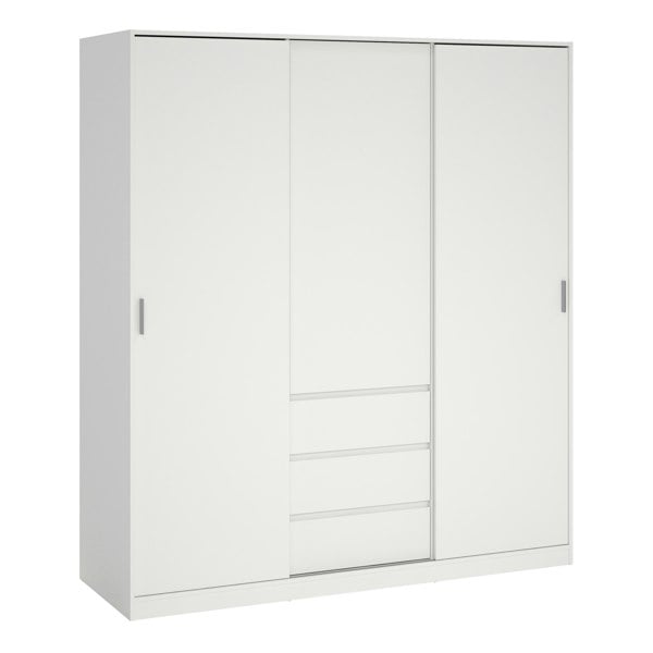 Furniture To Go Naia Wardrobe with 2 sliding Doors + 1 Door + 3 drawers in White