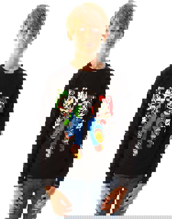 Nintendo Boys Black Multi-Character Placement Print Sweatshirt