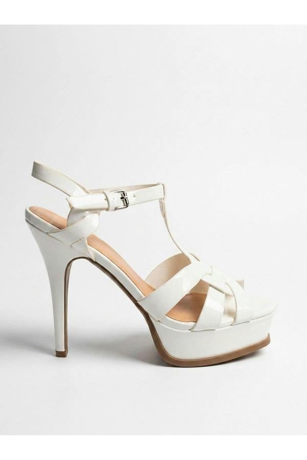 Francesca Platform T Bar Sandal High Heels - White