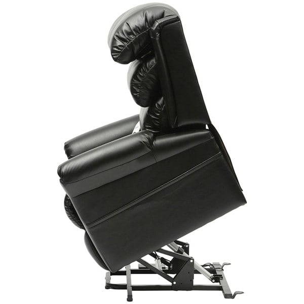 Wall Hugging Rise and Recline Lounge Chair - Wipe Clean PU Leather - Black Loops