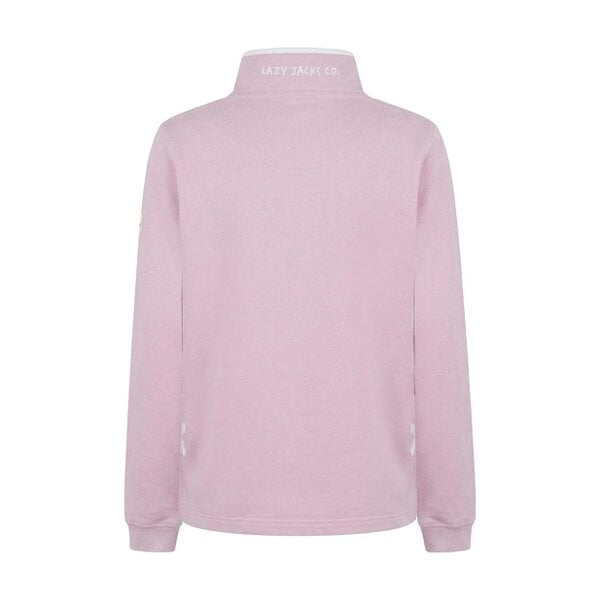 Lazy Jacks LJ3 - Supersoft 1/4 Zip Sweatshirt - Pink With White Trim