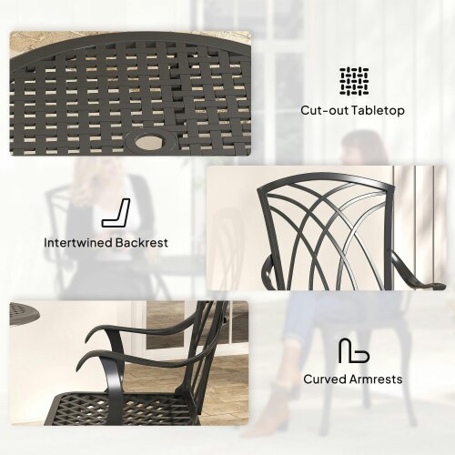 Wyld Haus Sazzotti Brown Cast Aluminium Garden Bistro Set With 2 Armchairs And Round Table