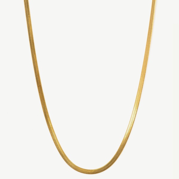 MUCHV Women’s Herringbone Chain Necklace - 18ct Gold or Silver Plated