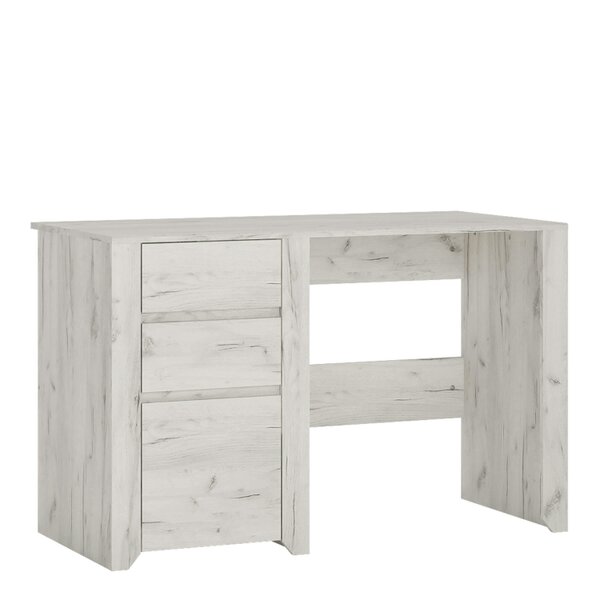 Wyld Haus Norwich Aged Effect Soft Grey Wood Veneer 3 Drawer Desk