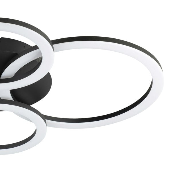 EGLO Parrapos-Z Modern Black Steel Smart Control, Colour Changing Ceiling Light, (W) 45cm