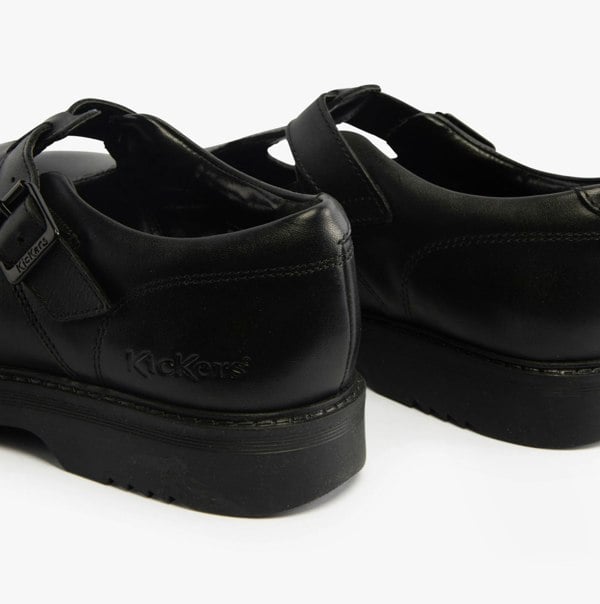 Kickers 117220 FINLEY T BAR Girls School Shoes Black