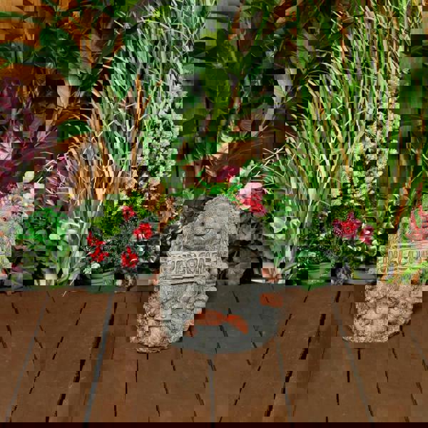 Cheerful Stone Cast Hedgehog with Welcome Sign