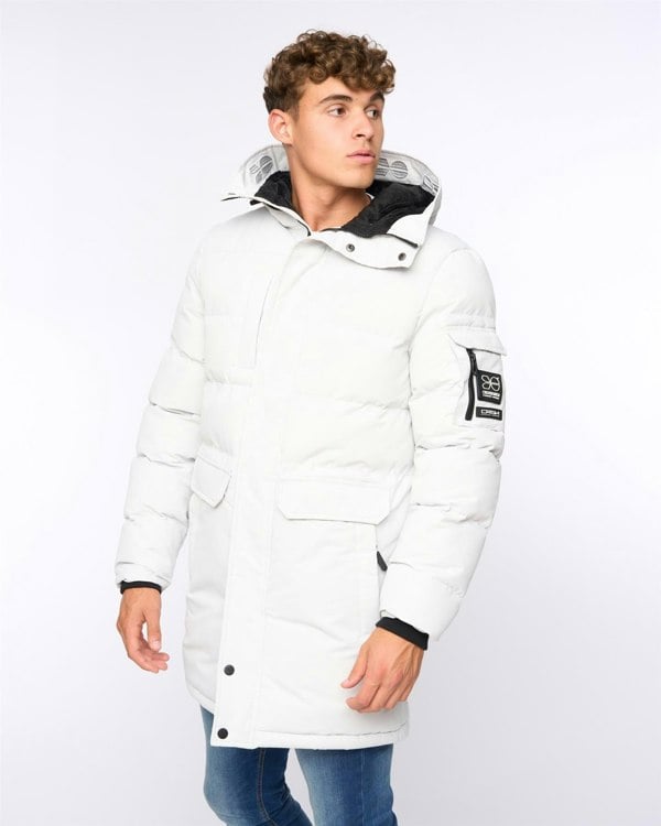 Crosshatch Mens Milwaka Long Jacket Putty