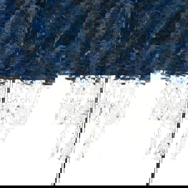 Chandelier Style Midnight Blue Feather Table Lamp with Waterfall Drops Image 3