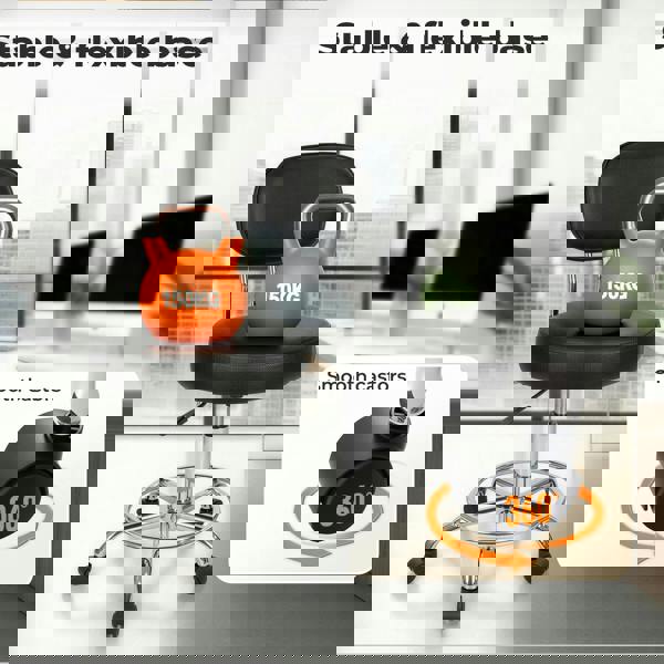 Levede Swivel Drafting Chair Round Rolling Bar Stool Leather Adjustable Office