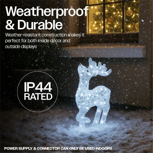Scotts of Stow Xmas Haus 54CM Acrylic LED Deer Christmas Holiday Festive Decoration