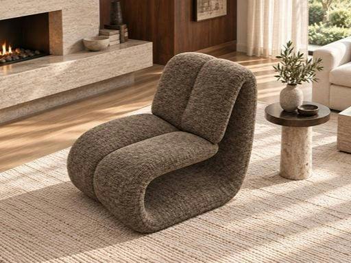 SOLACE+CO Maelys Sculptural Lounge Chair Chenille-Brown