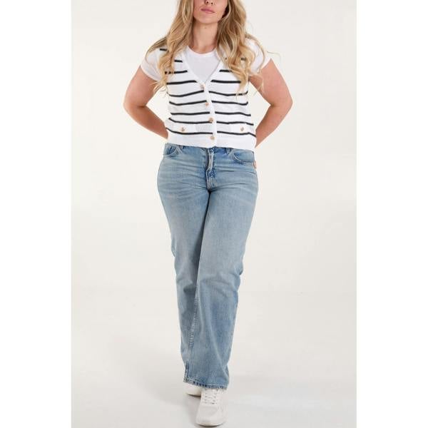 Blue Vanilla Stripe Sleeveless Knit Vest