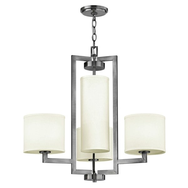 4 Bulb Chandelier Hanging Pendant LIght Antique Nickel LED E27 100W Bulb Loops