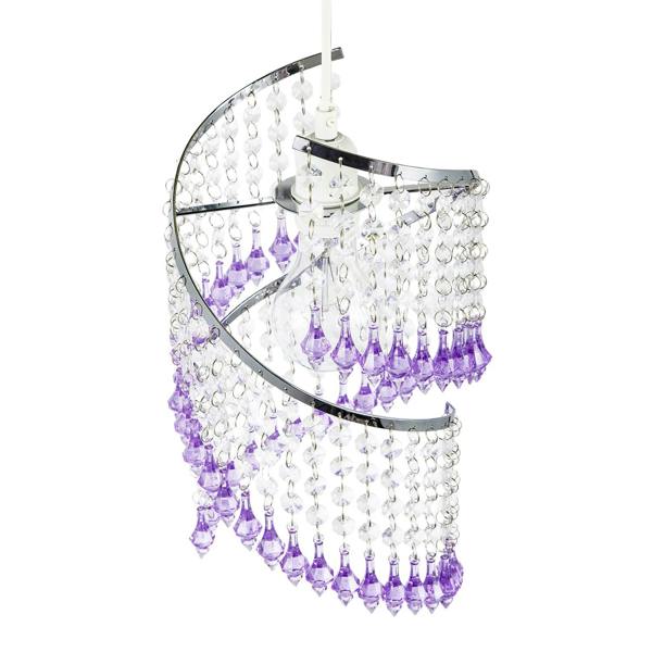Modern Spiral Waterfall Pendant Shade with Purple and Clear Acrylic Image 3