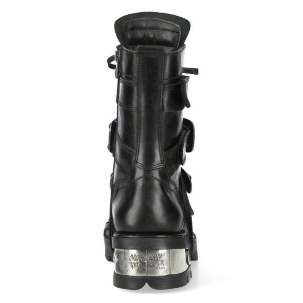 New Rock Metallic Black Leather Gothic Punk Rock High Boots - MET048-C9