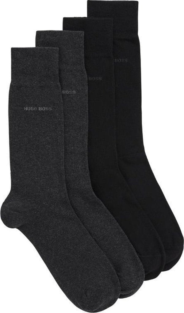 Hugo Boss Gift Set - 2 Pairs Men's Socks UK Size 6-11 (Grey and Black) with Thermal Mug