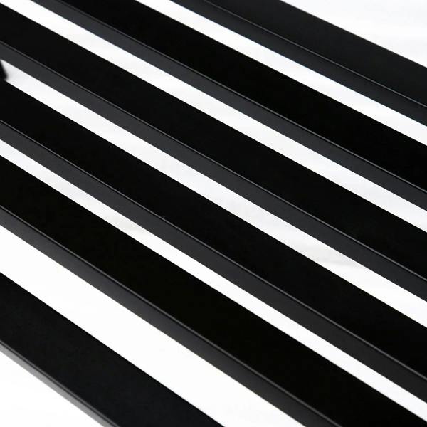 Black steel slatted bench seat bars