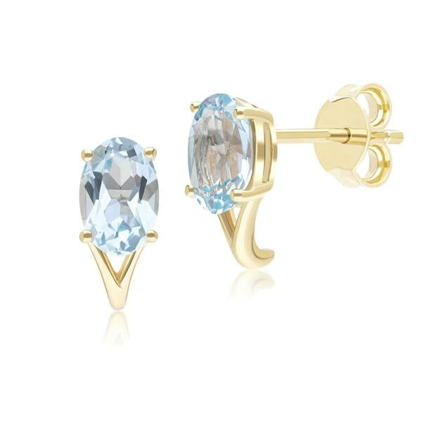 Gemondo Classic Oval Sky Blue Topaz Stud Earrings in 9ct Yellow Gold 7x5mm