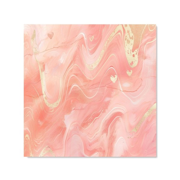 Warren Reed - Designer Salmon Pink Hearts Marble Effect Kitchen Splashback