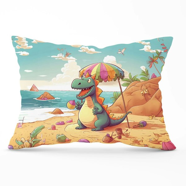 Warren Reed Dragon On A Beach Holiday Cushions