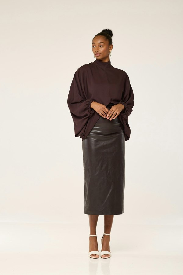 Lioness by TF The Brown Satin Tunic