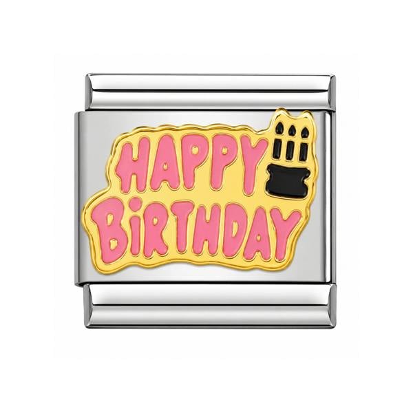 Serafina Pink Happy Birthday | Italian Style Bracelet Charm