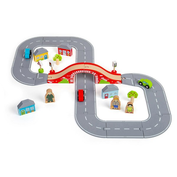 Bigjigs Rail Wooden Figure Of Eight Roadway Set - 36 Pieces