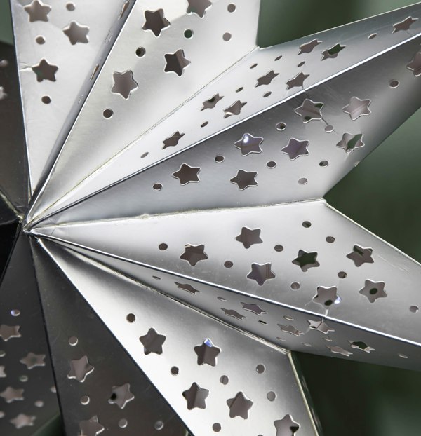 Samuel Alexander 50cm Battery Powered Light up Silver Origami Hanging Christmas Star with LEDs